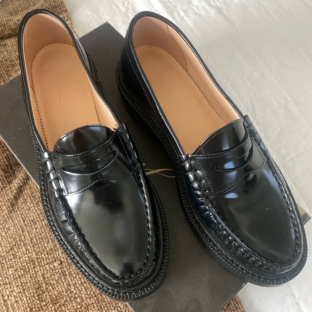 J. Crew Black Patent Leather Penny Loafers
